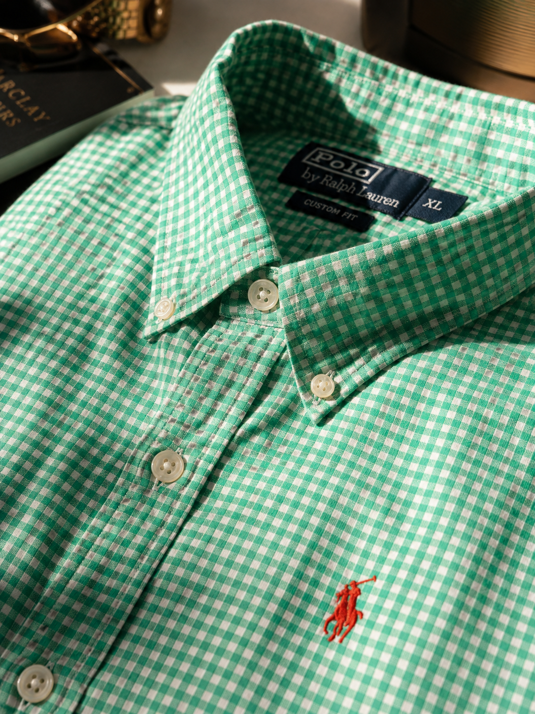 Ralph Lauren vichy vert/blanc XL – Image 2