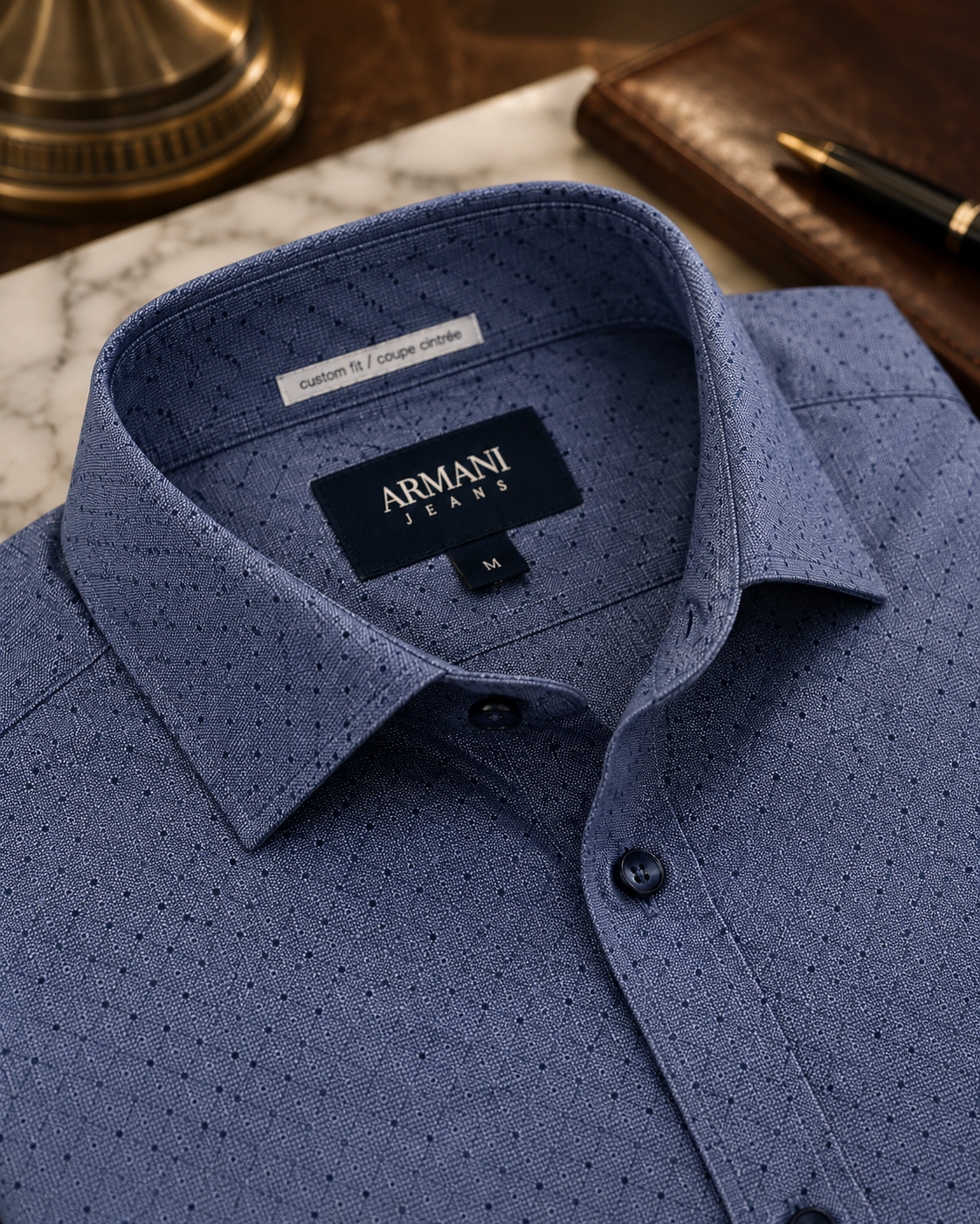 Armani Jeans bleu-gris à micro-pois M – Image 3
